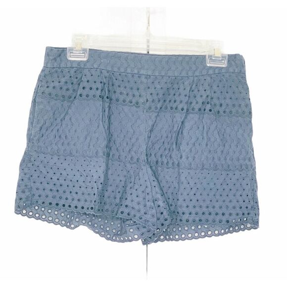 J. Crew Size 2 Scalloped Eyelet Shorts Navy Blue - Picture 1 of 8